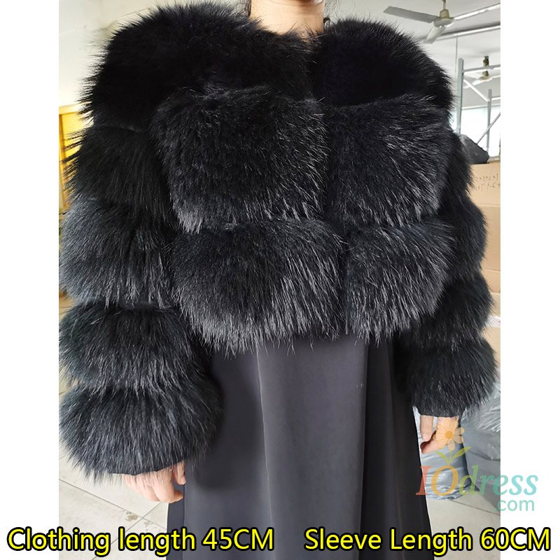 IO Dress 2025 Maomaokong Real Fur Coat Women Natural Raccoon Fur Jacket Female Winter Warm Fox Fur Coat High Quality Long Sleeve With Hat