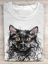 Funny Pet Cat Art Pattern Casual T-Shirt