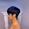 Glueless  Black Short Straight Bob Pixe Cut Hair