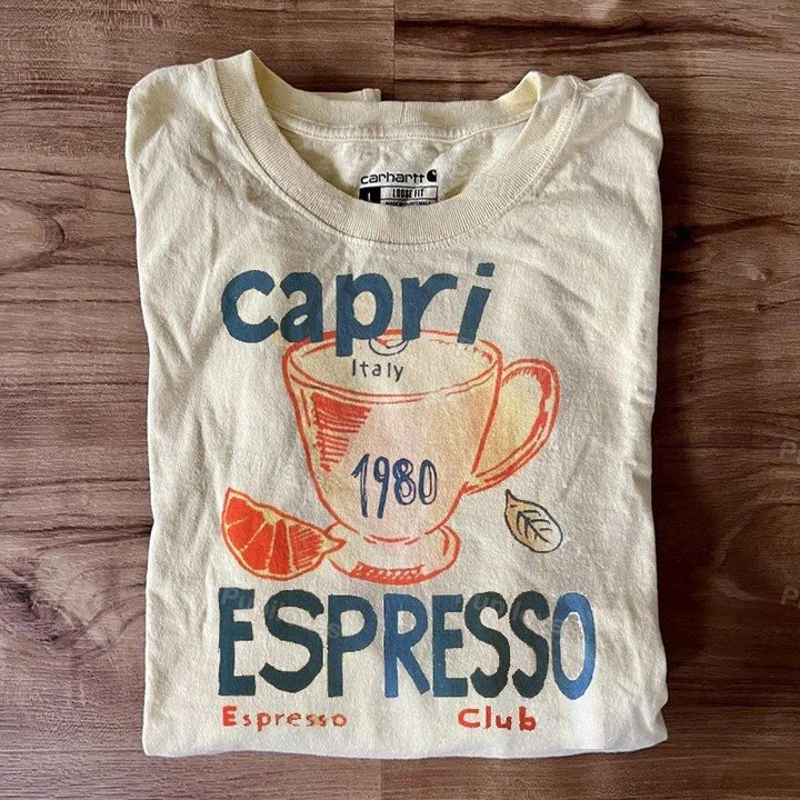 Pupiloves Pupiloves Capri Italy Espresso Club 1980 Graphic Tee