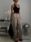 Paltrow Mid Rise Wide Leg Cargo Jeans Washed Brown