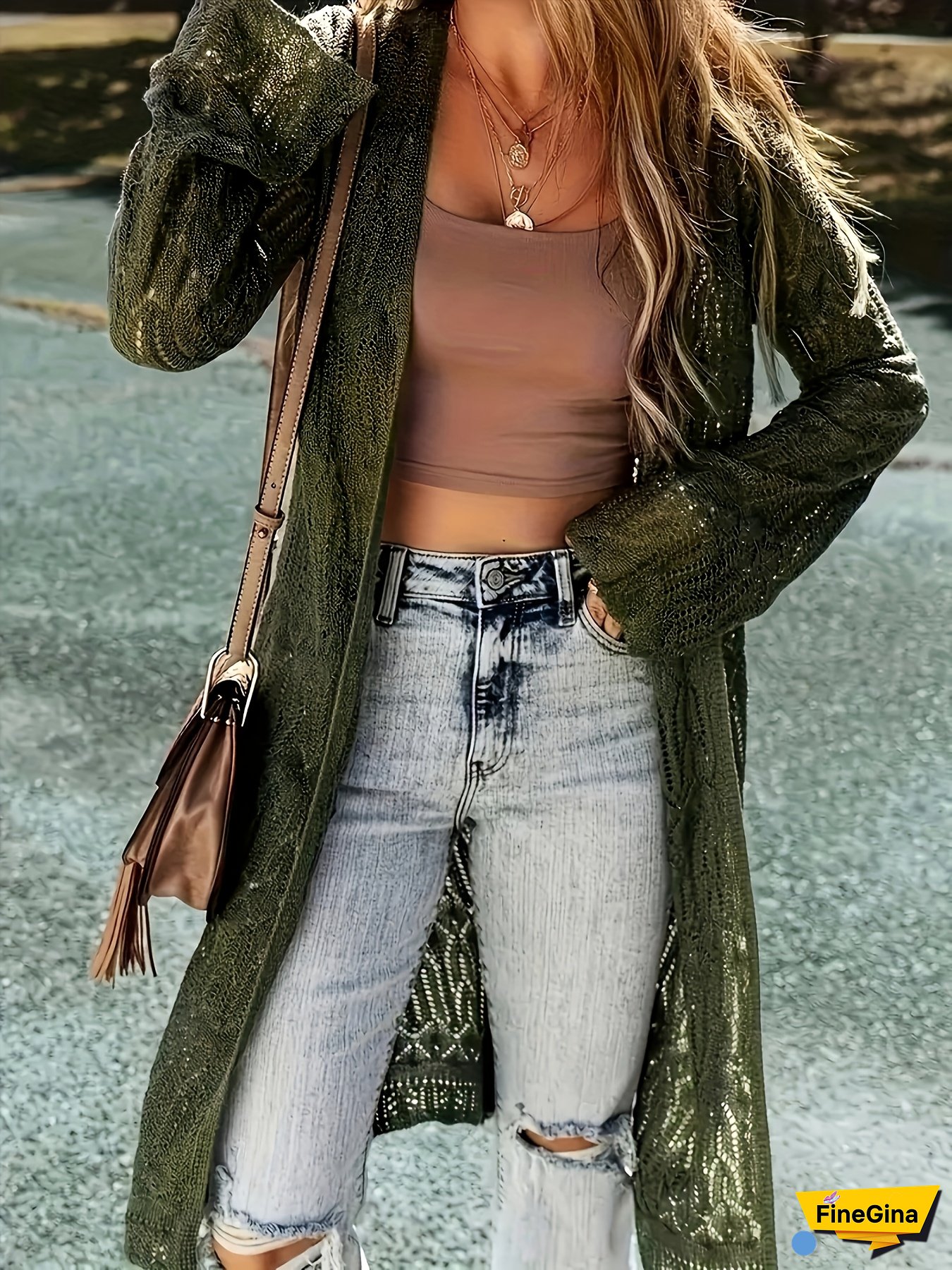 Women‘s Spring/Summer Long Sleeve Solid Color Knit Cardigan - Vacation Style, Vacation Wear | Solid Color Cardigan | Medium Stretch Fabric