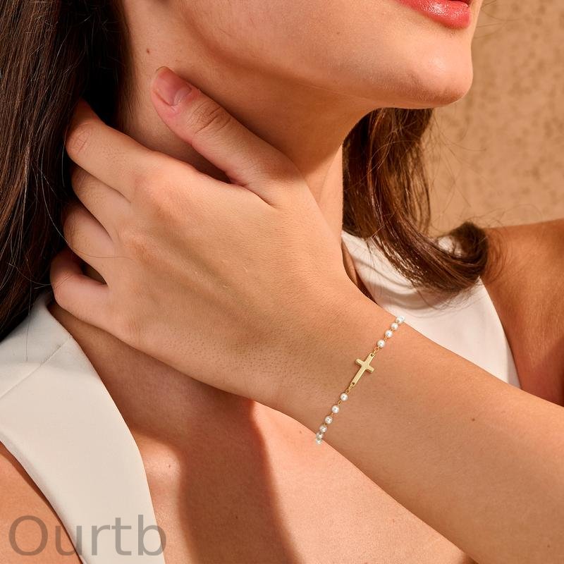 Tewiky Simple Cross Pendant Bracelet Dainty Simple Tiny Cross Bracelet For Women Girls For Christmas Gift All-match & Exquisite Jewelry gift For Summer