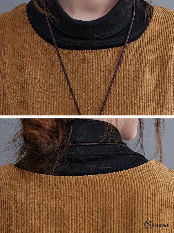 Artistic Retro Loose Sleeveless Solid Color Round-Neck Midi Dresses | IFYHOME