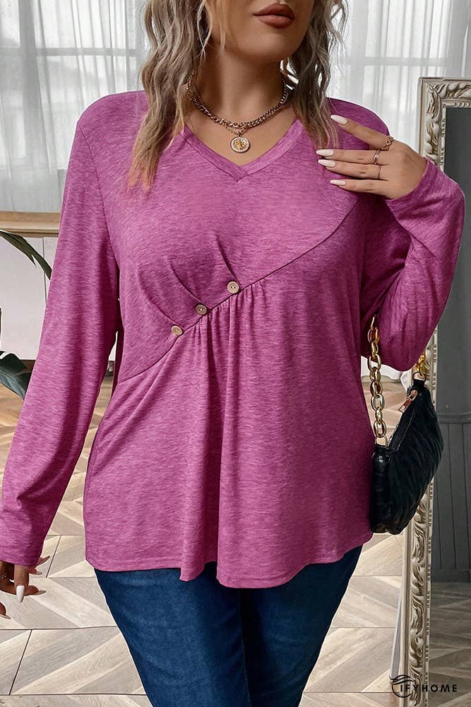 Plus Size Rosy V Neck Top ZK713 | IFYHOME