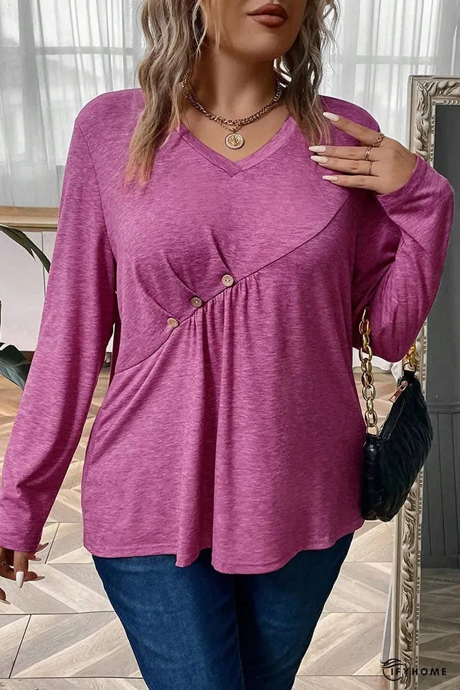 Plus Size Rosy V Neck Top ZK713 | IFYHOME