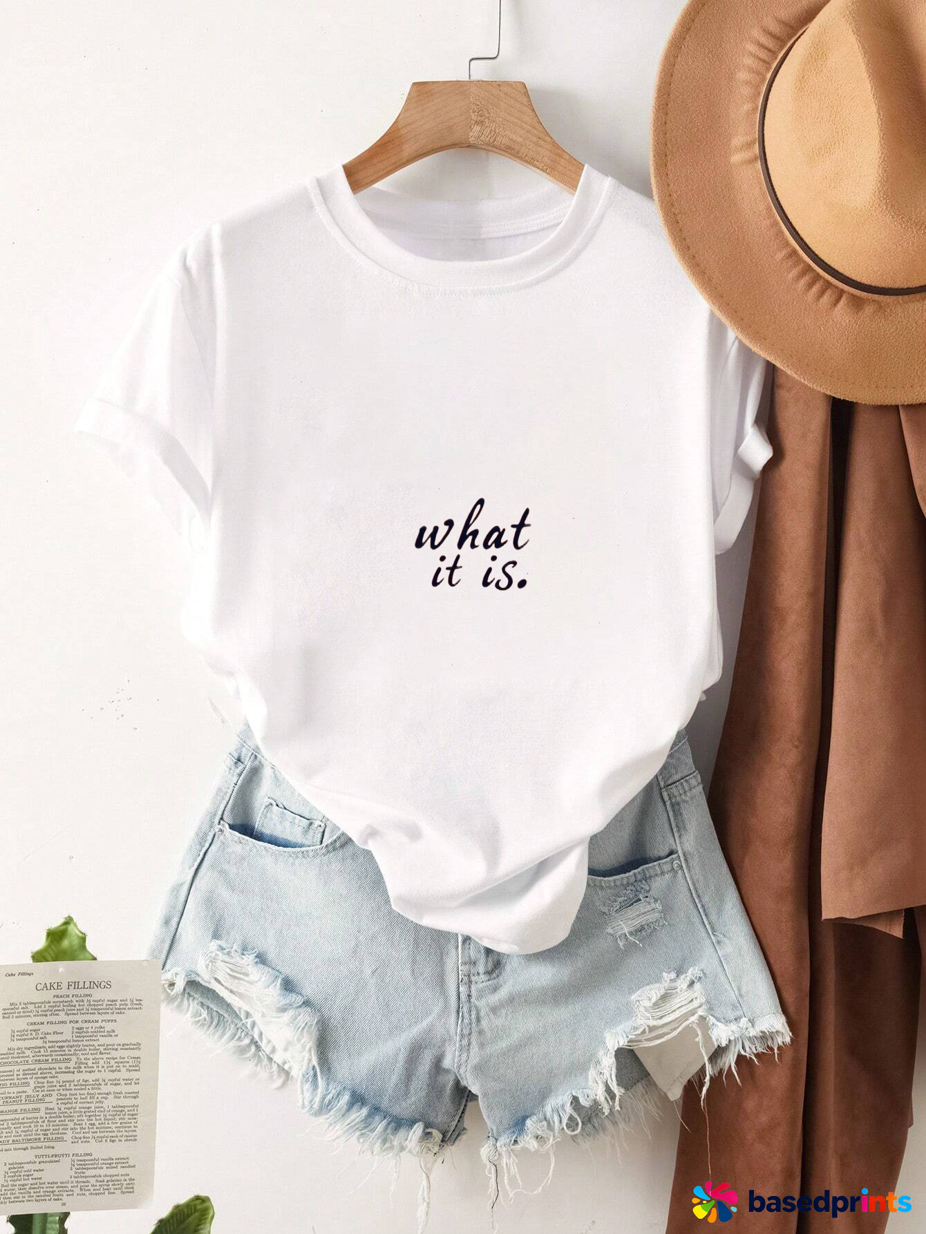 White Casual T-Shirt with What It Is Print