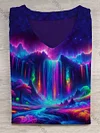 Unisex Colorful Fluorescent Waterfall Abstract Print Design T-Shirt