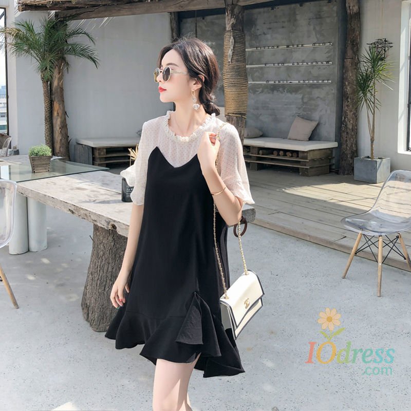 IO Dress Casual Tunics Midi Fashion Age Reduction Aesthetic Summer Light Dress Elegant 2024 Korean Thin Women's Dresses Loose Cover Belly IO Dress