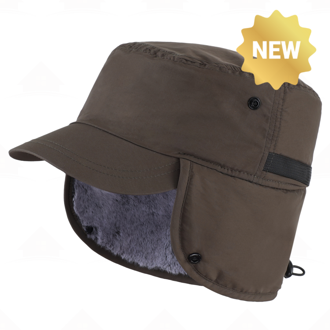 Home Prefer Men's Winter Hat with Visor Warm Earflaps Hat Fully Lined Faux Fur Baseball Cap Trapper Hunting Hats