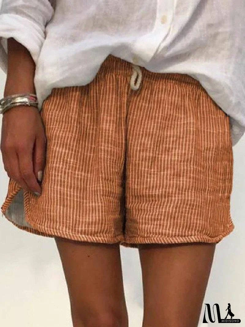 Casual Striped Loose Shorts Straight Leg Pants