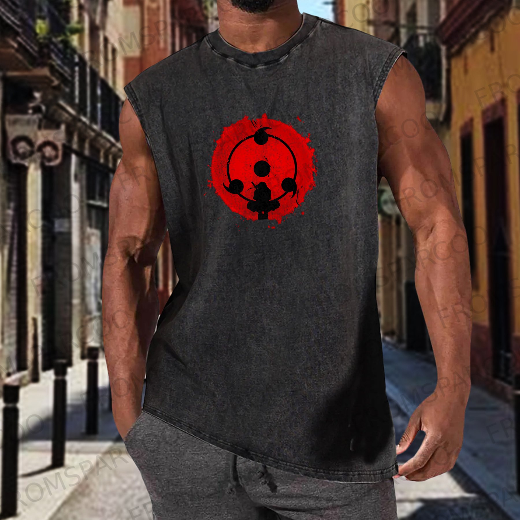 Casual Batik Animation Print Fitness Tank Top