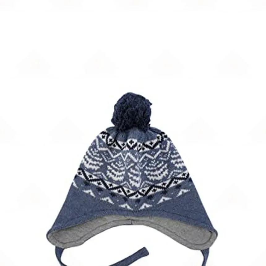 Home Prefer Baby Toddler Beanie Knit Earflap Hat Soft Cotton Winter Cap with Pom