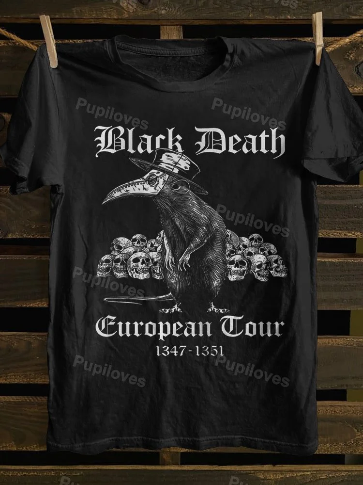 Pupiloves Pupiloves Black Death European Tour Dark Humor T-shirt