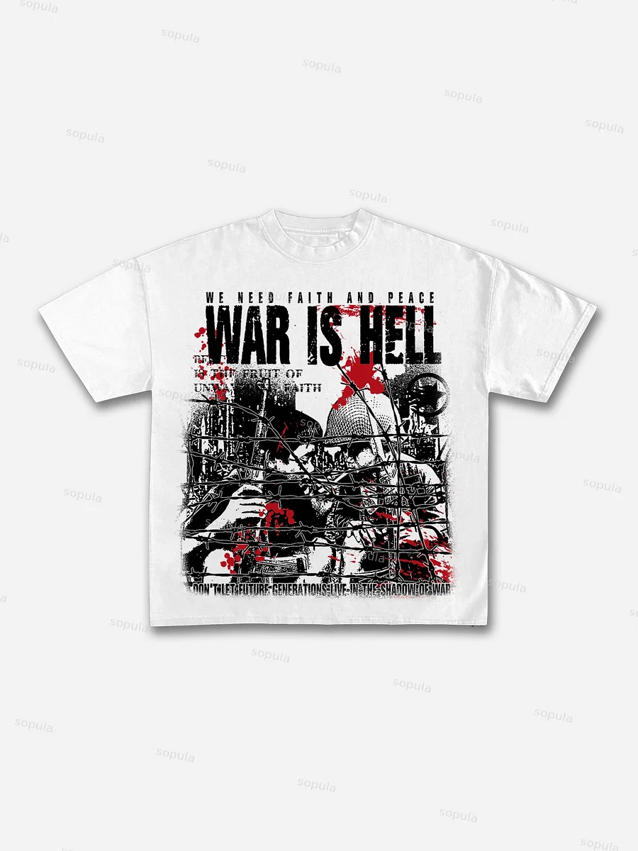 War Is A Hell Retro Old Graphic Cotton T-Shirt