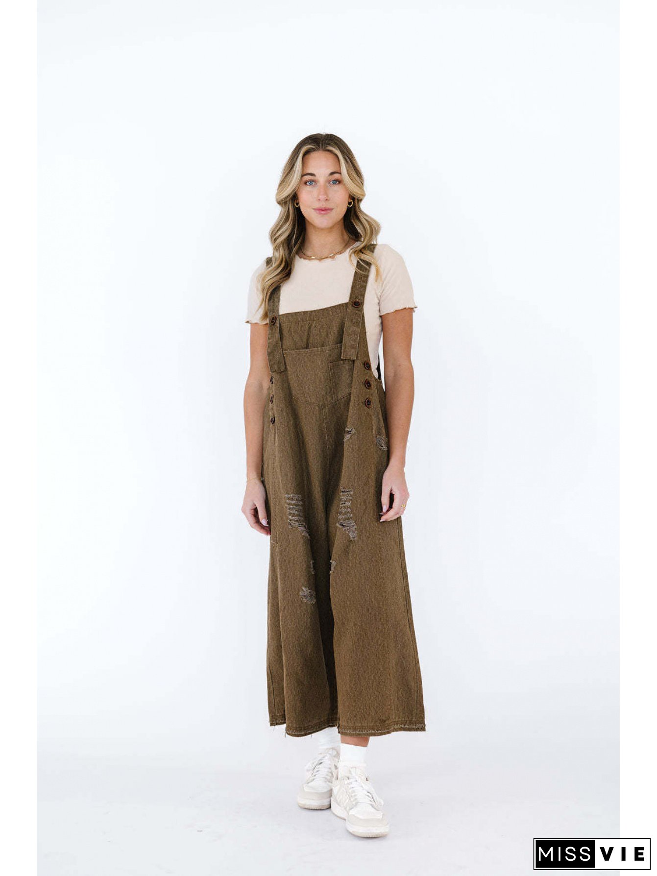 Women‘s Vintage Distressed Oversized Denim Overalls with Belt - Light Wash Blue Jeans Jumpsuit, Loose-Fit Wide-Leg Design & Back Strap Closure for Casual Casual Attire, Spring Summer Fall Outfits (No-Stretch Fabric) - Retro Street Style Outfit