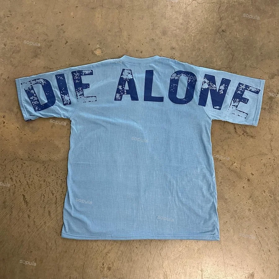 Vintage Nothing Wrong Die Alone Graphic Print Cotton T-Shirt