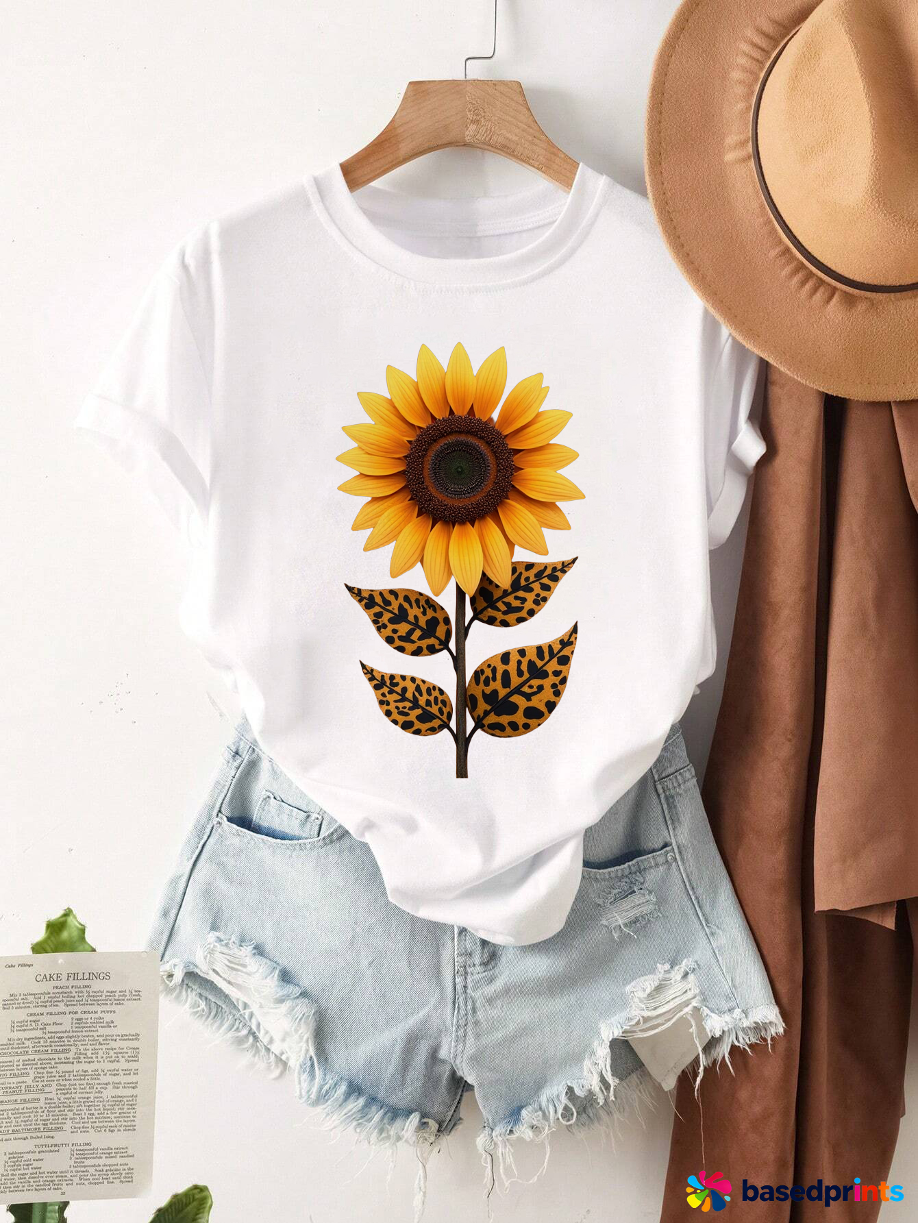 Sunflower Print White T-Shirt