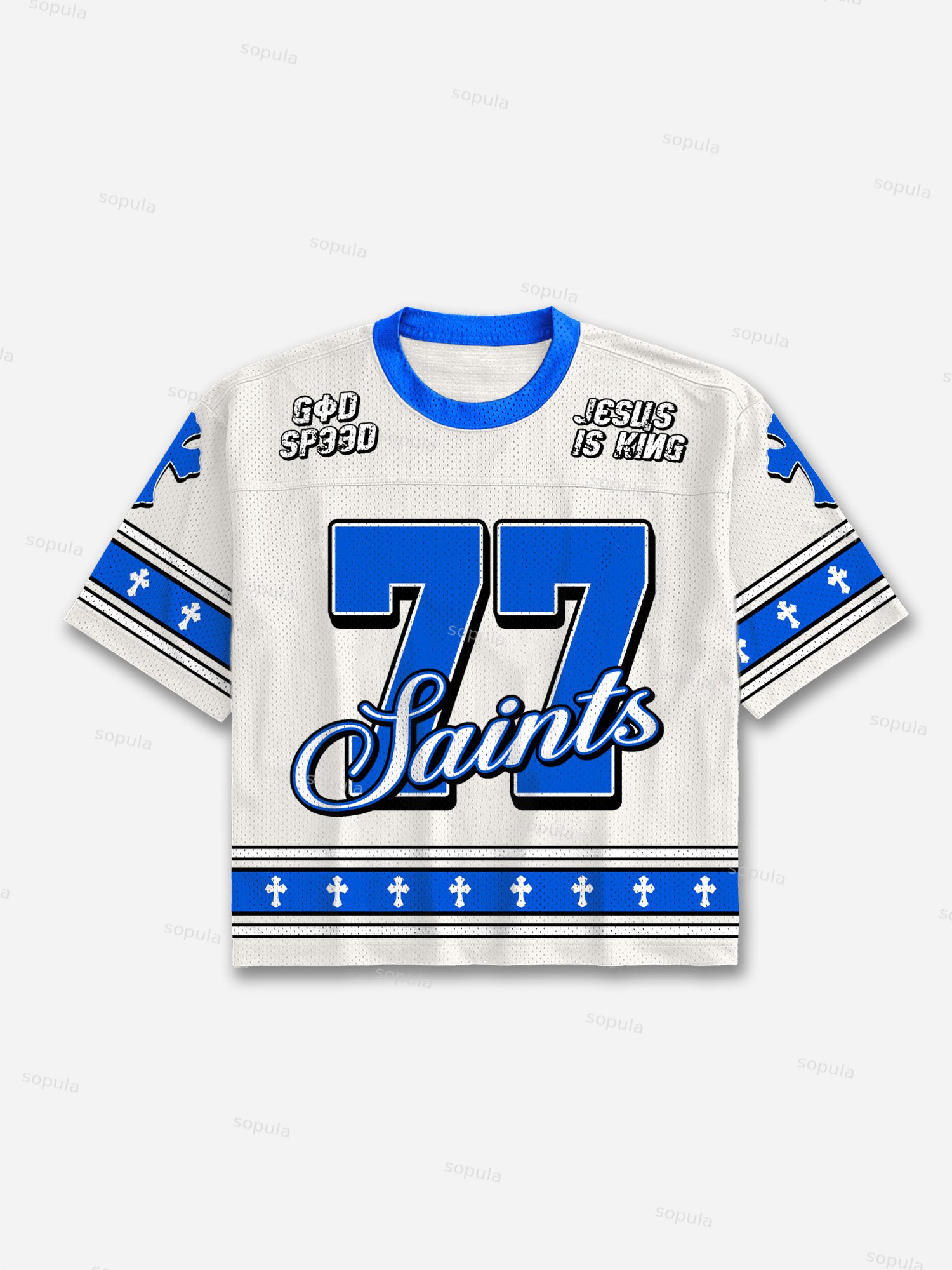 Saints 77 Colorblocked Vintage Graphic Mesh Football Jersey T-shirt