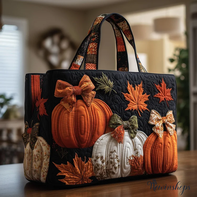 Rustic Pumpkin Charm Quilted Tote Bag GFTOTP9905