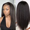 Glueless Kinky straight 200% density glueless brazilian black wigs