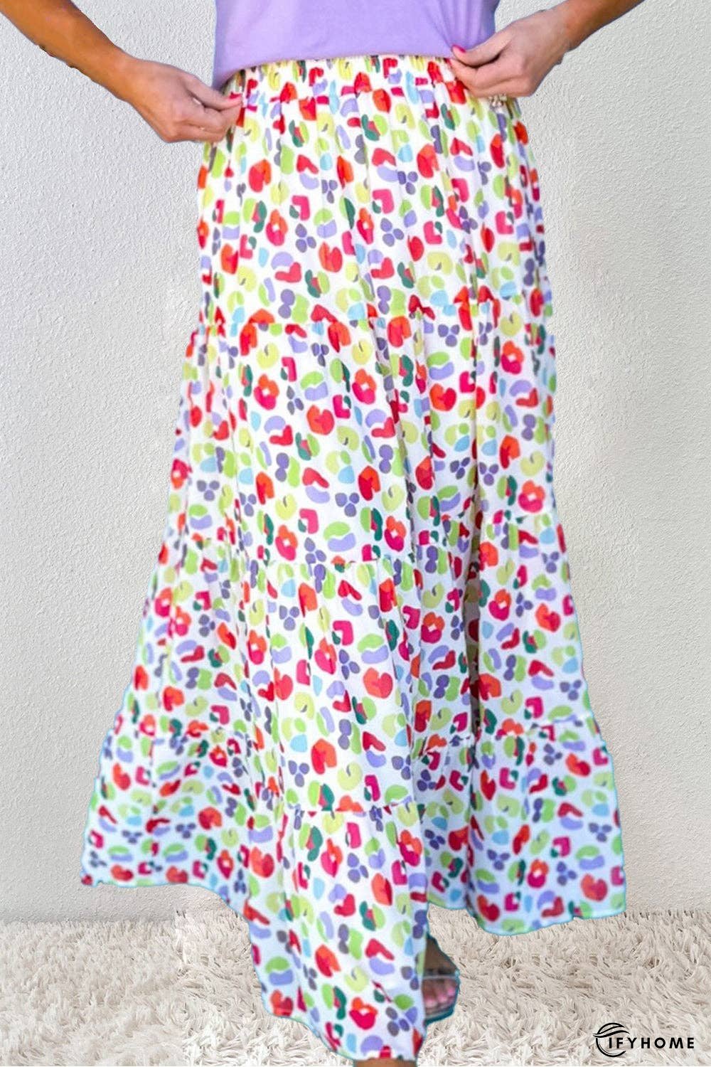 Printed Elastic Waist Skirt | IFYHOME