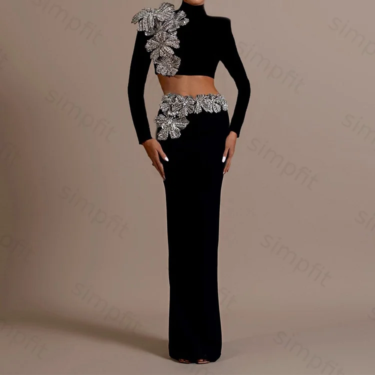 Simpfit Modisches zweiteiliges Set mit Diamantblumenrock