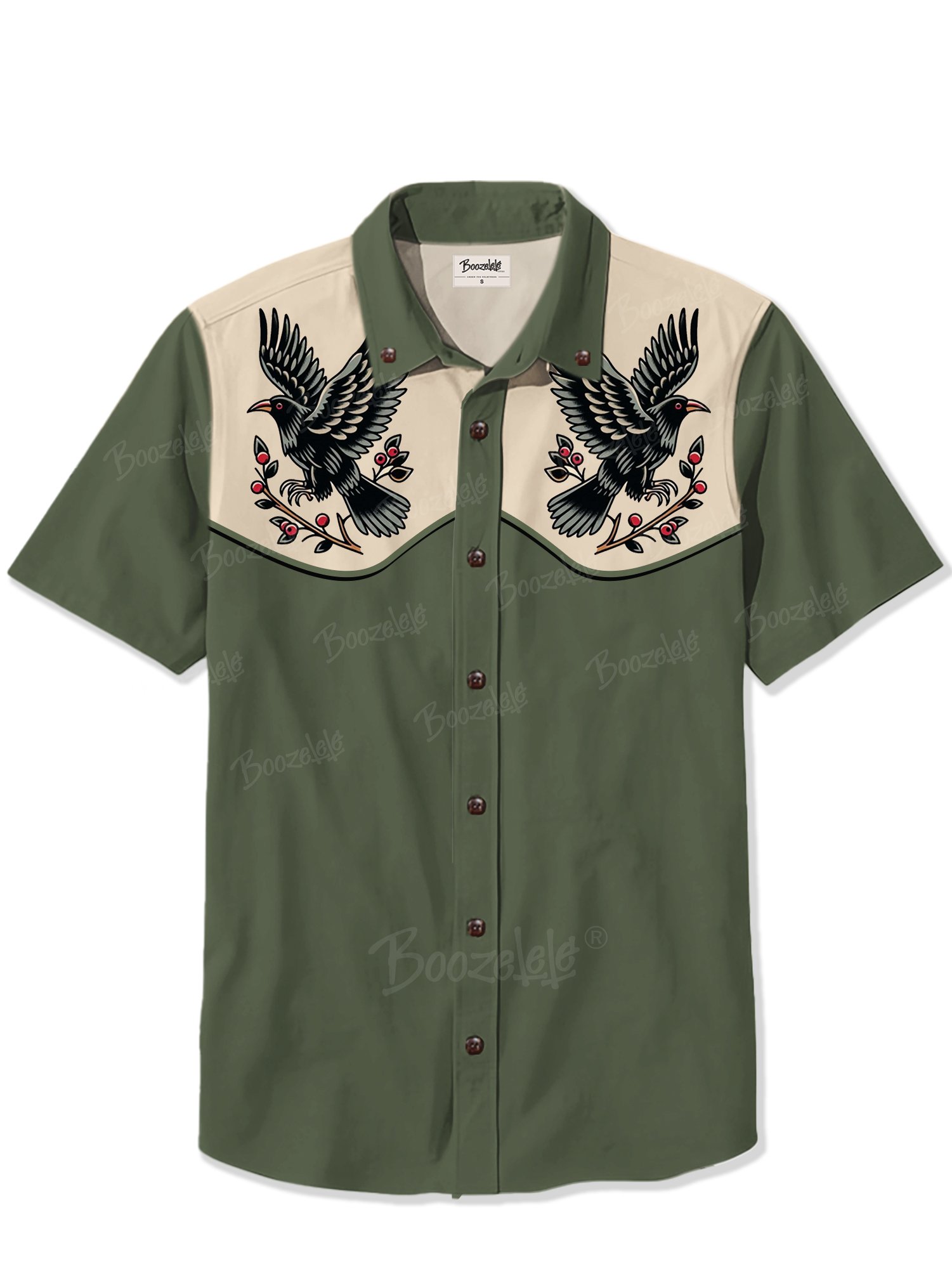 Retro Bird And Branches - 100% Cotton Shirt