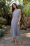 Vaeda Ribbed Tie Dress in Slate Blue - FINAL SALE