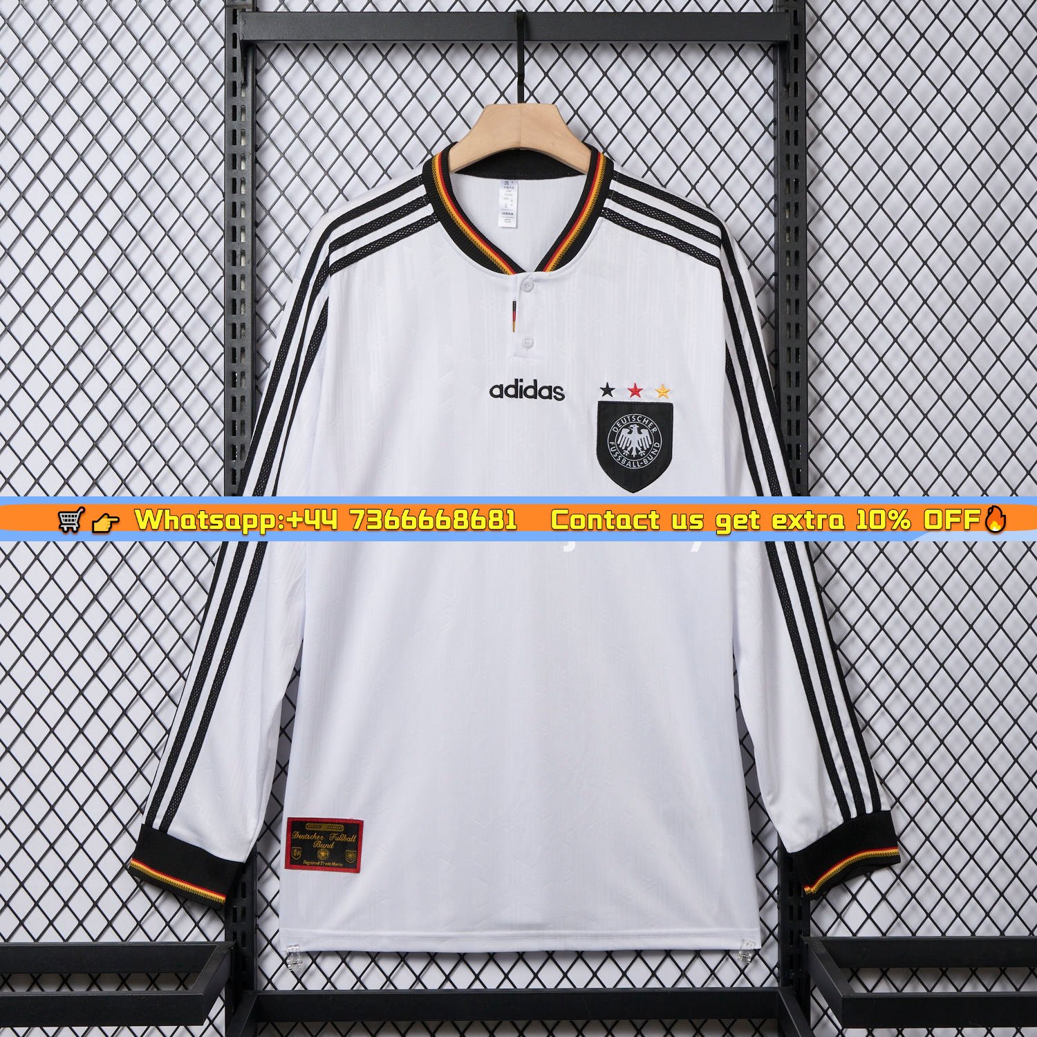 Retro Germany 1996 Home Long Sleeves Jersey