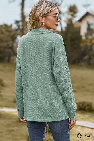 Johnny Collar Dropped Shoulder Blouse | IFYHOME