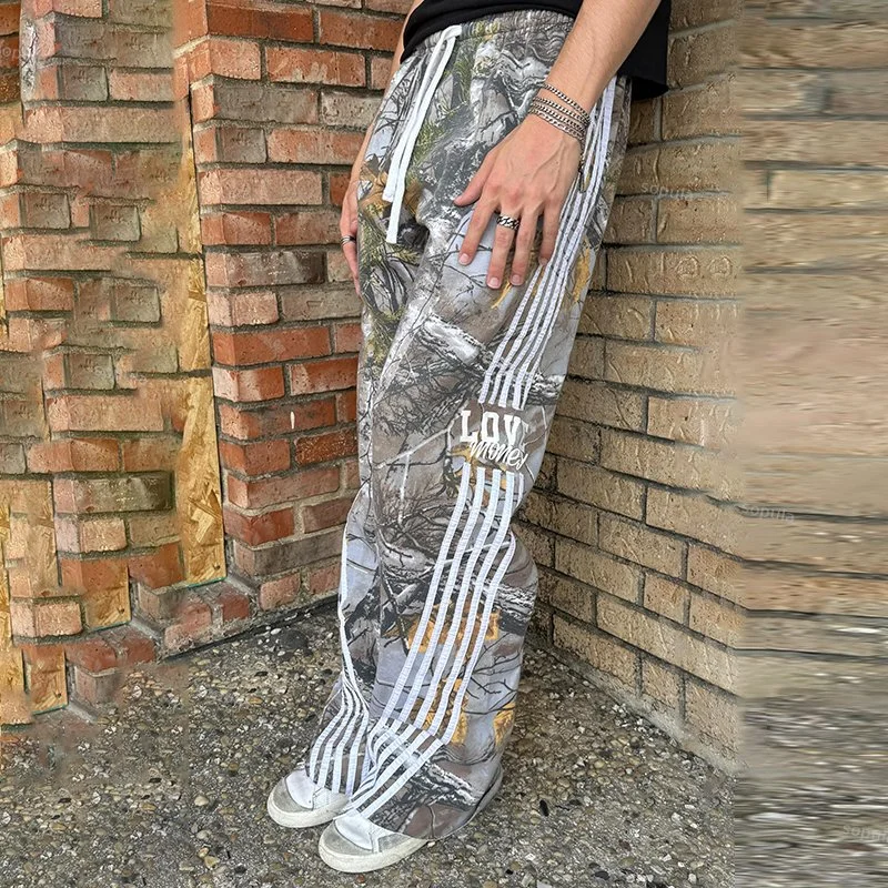 Sopula Artistic Vintage Love Money Camouflage Casual Flared Trousers