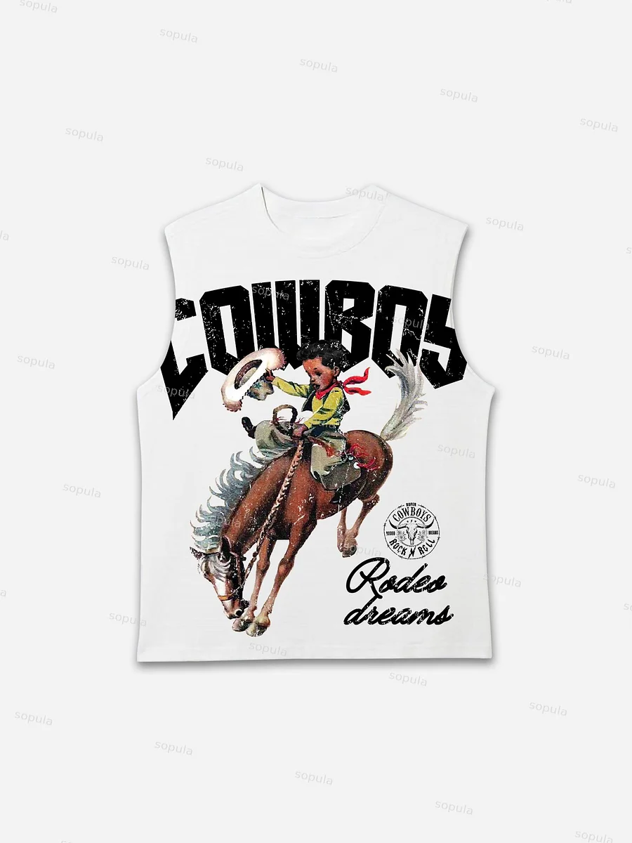 Cowboy Rodeo Dreams Print Tank Top