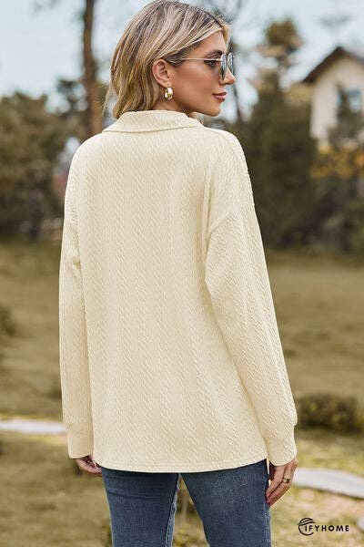 Johnny Collar Dropped Shoulder Blouse | IFYHOME