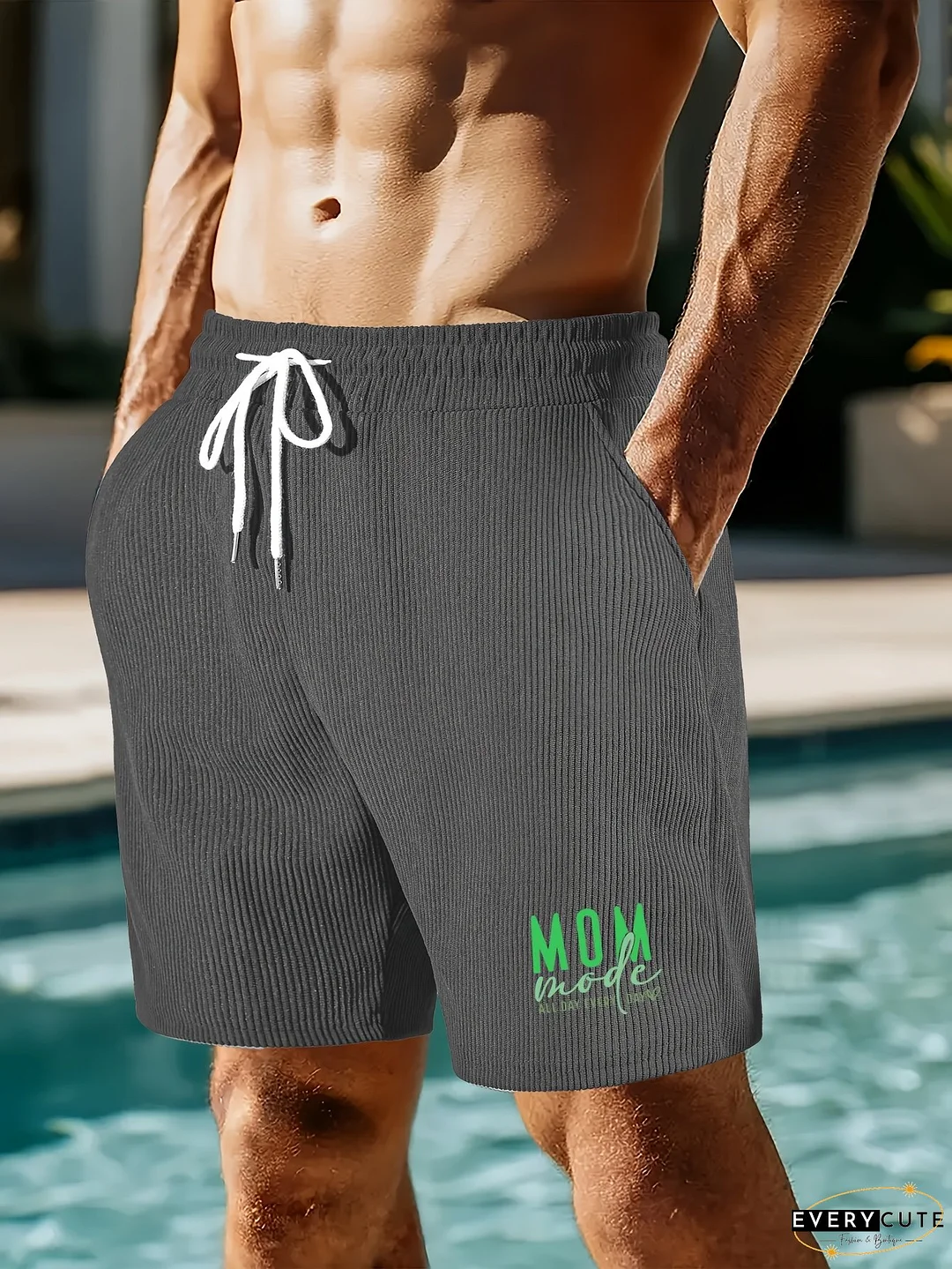 Men‘s Print Shorts, Outdoor Jogging Drawstring Sports Pants, Casual Travel Trousers