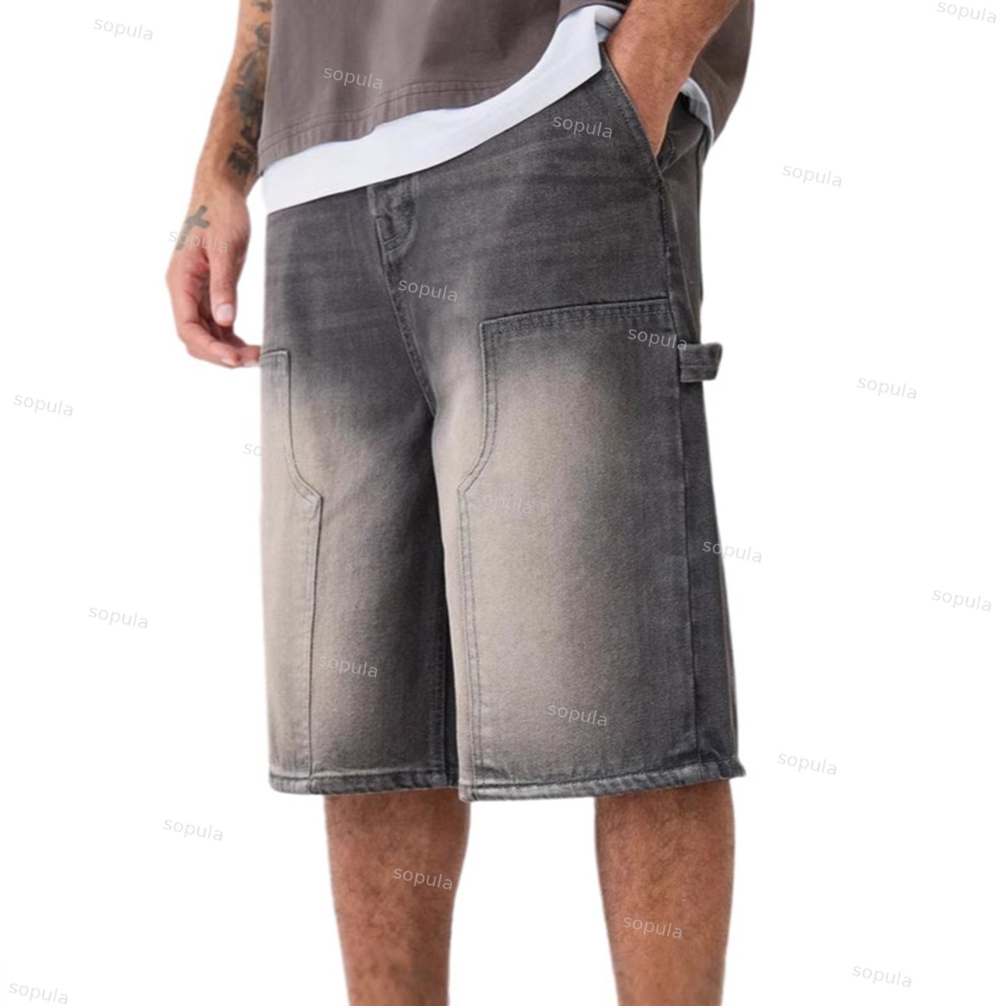 Men's Casual Solid Denim Shorts