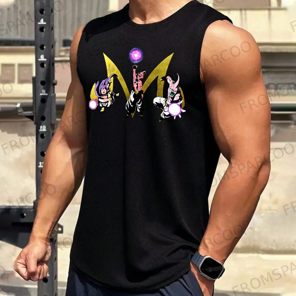 Unisex Dragon Ball Anime Multi-Form Buu Printed Fitness Tank Top