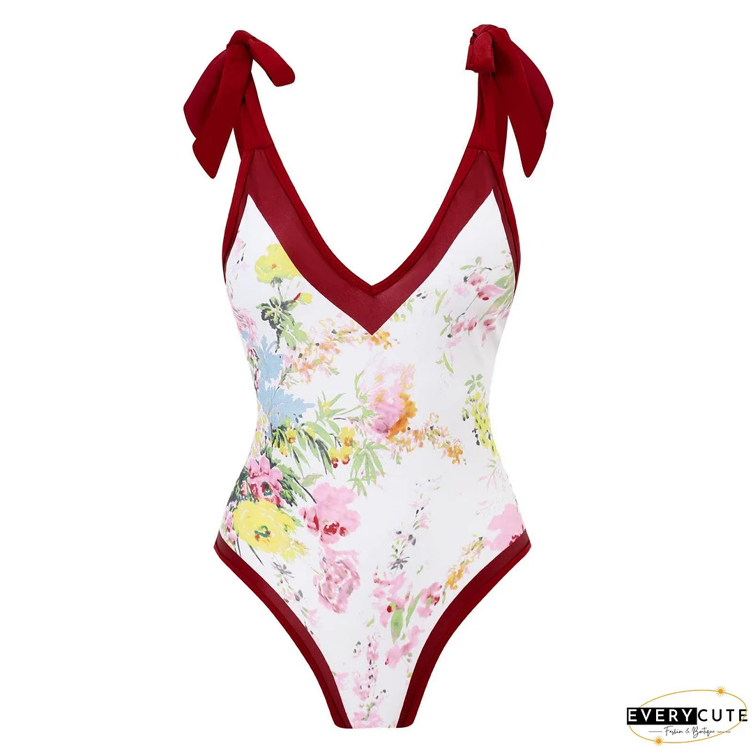 Ladies Strape Shoulder Print One Piece Swimwear SKSW40080T