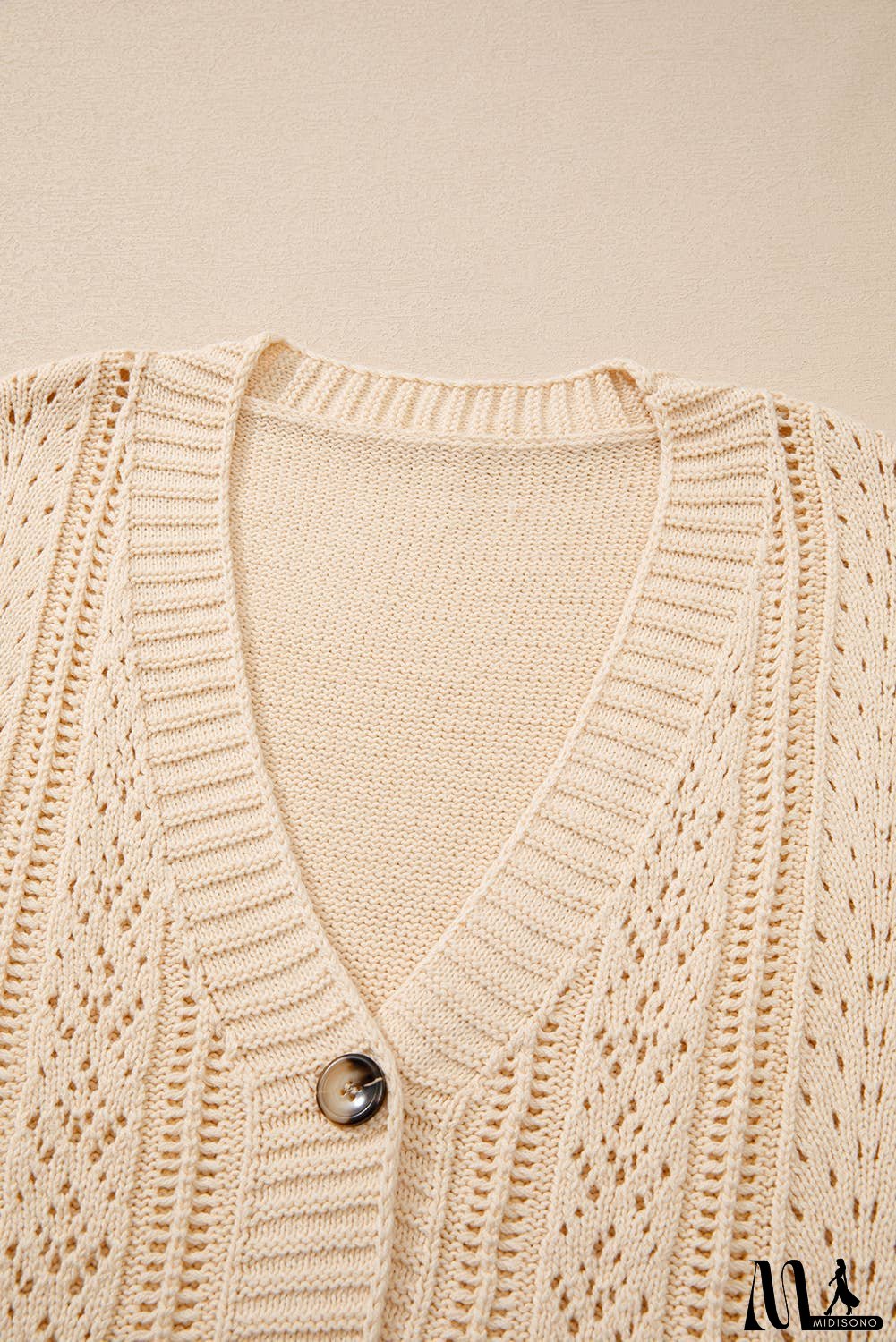Open Knit Drop Shoulder Sweater Cardigan