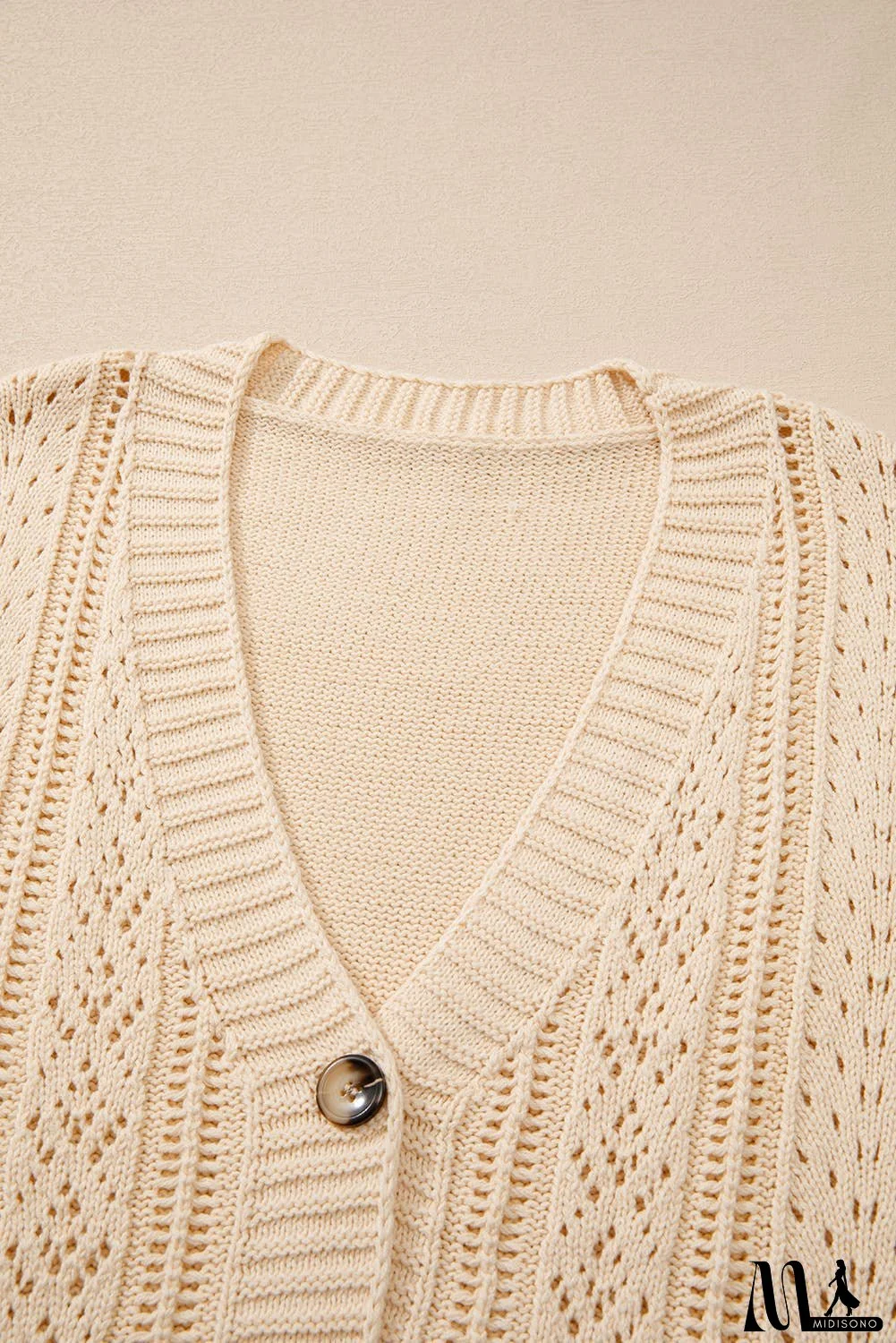 Open Knit Drop Shoulder Sweater Cardigan