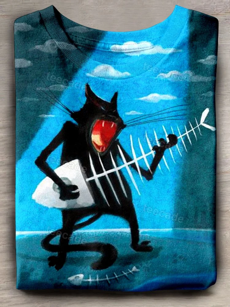Teecade Cats and Fish Bones Art Print T-shirt