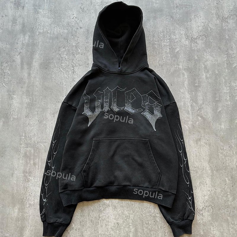 Sopula Vintage Street Wing Flame Graphic Pockets Hoodie - Sopula｜Premium Graphic Tees & Graphic Clothing