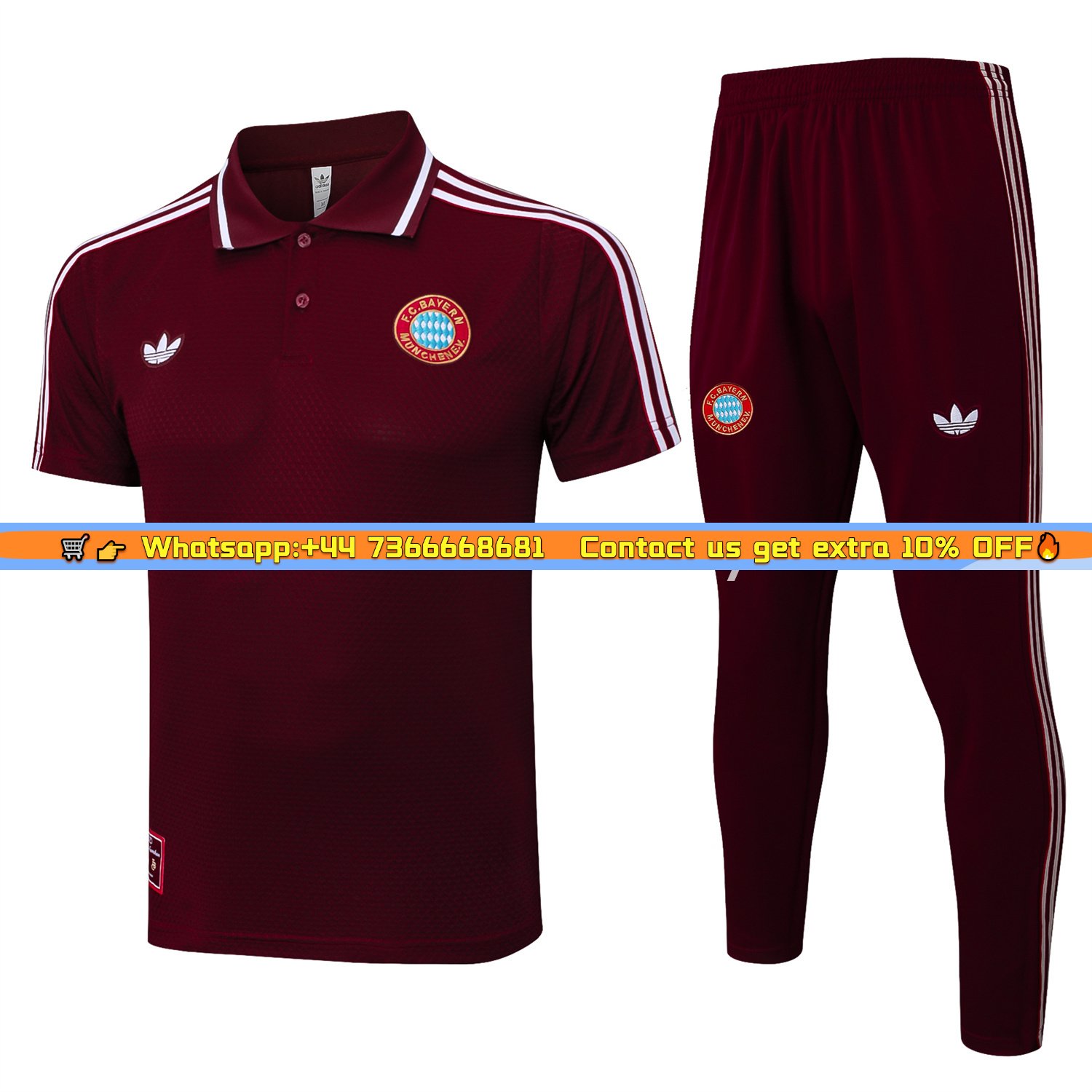 Bayern Munich 25-26 POLO Short-Sleeve Training Set - Deep Red Top and Pants