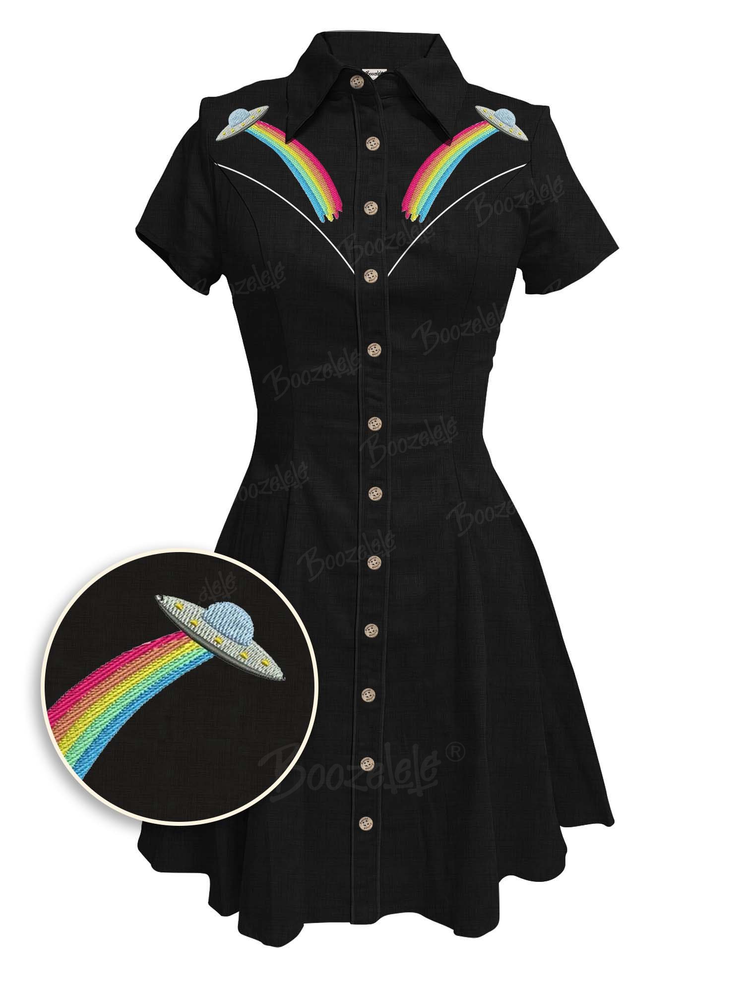 【Embroidery】UFO Rainbow  - 100% Cotton Dress