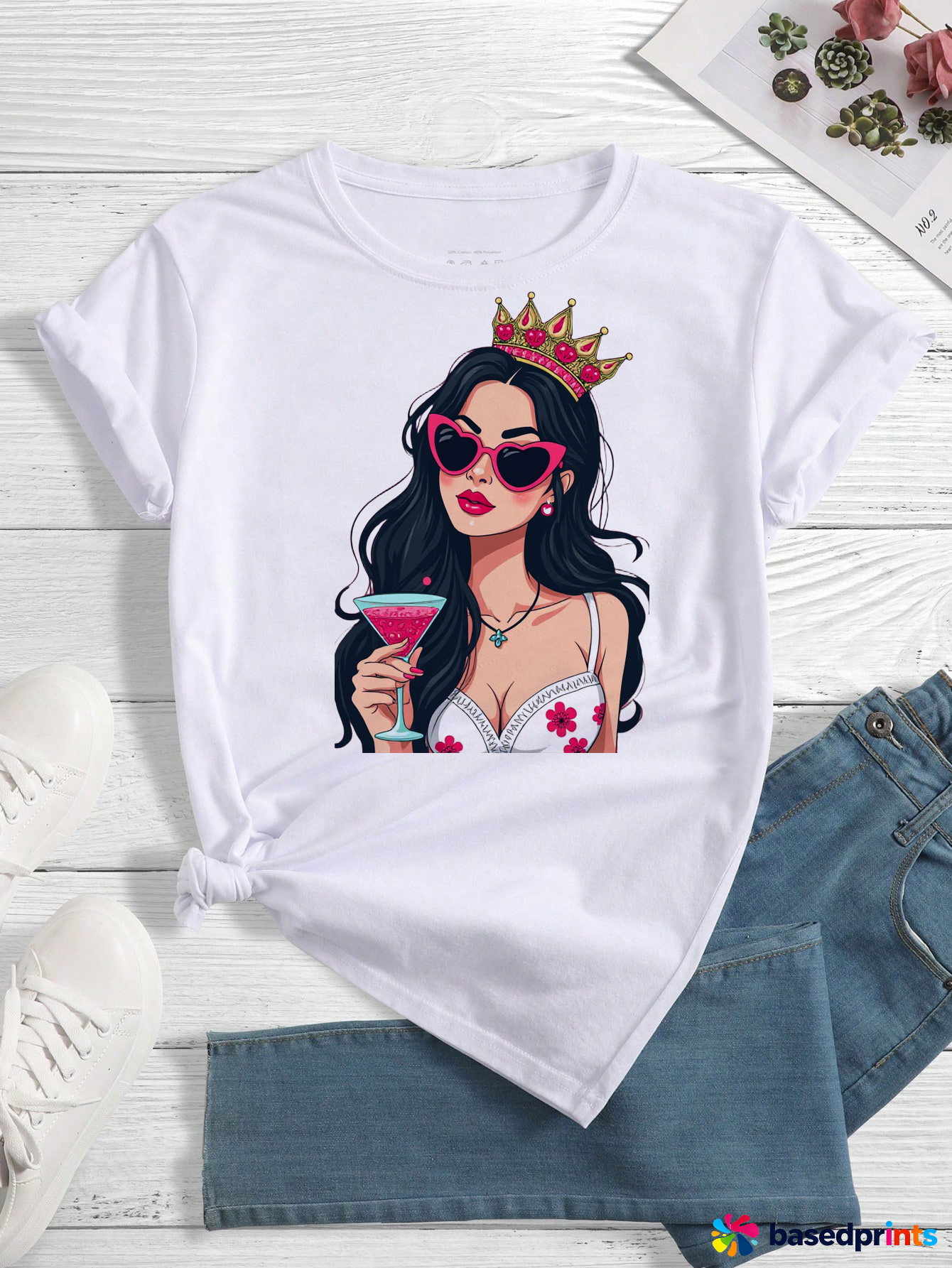 Queen of the Party T-Shirt Women Summer Casual Short Sleeve Cotton Tee