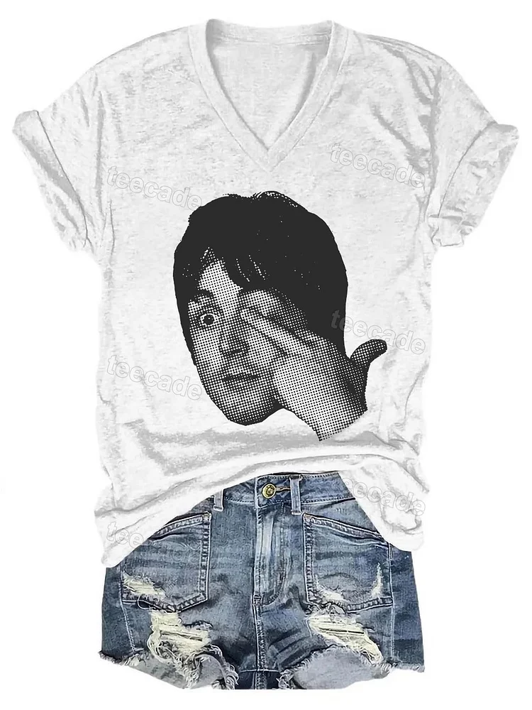 Teecade Teecade Paul Pop Art Middle Finger V-neck T-shirt