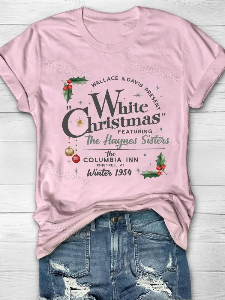 Pupiloves Pupiloves  Pupiloves      White Christmas Printed Casual T-shirt