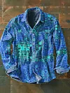 Men's Vintage Pattern Printed Casual Long Sleeve Lapel Shirt