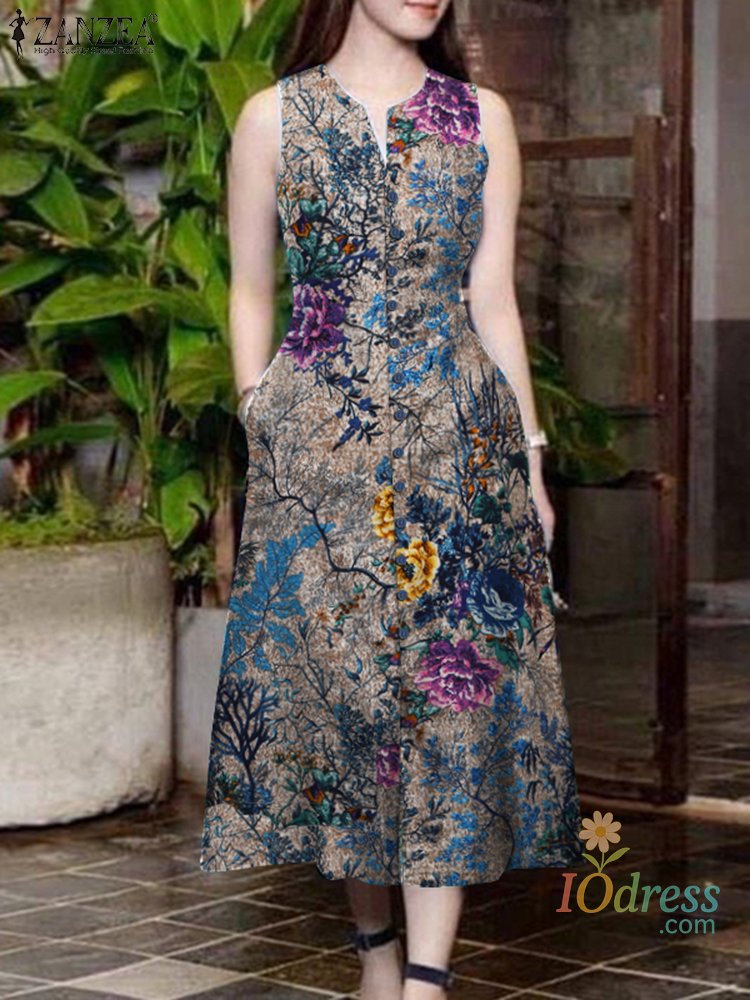 IO Dress Elegant Summer Dress 2025 Shop Women V Neck Party Sundress Stylish Sleeveless Printd Dresses Bohermain Holiday A Line Vestidos IO Dress
