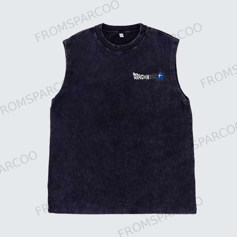 Casual Batik Washed Dragon Ball Animation Printed Fitness Tank Top
